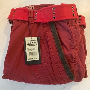 Kanji 10 Pocket Cargo Streetwear Burgundy Pants Unisex W42 x L33